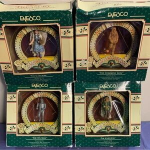 Vintage 1989 Set of 4 Enesco Wizard of Oz 50th Anniversary Christmas Ornaments